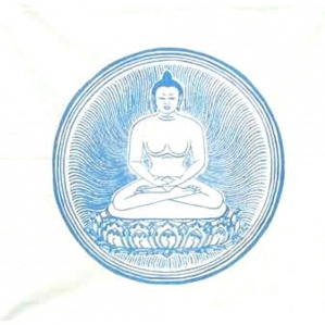 blue buddha prayer flag
